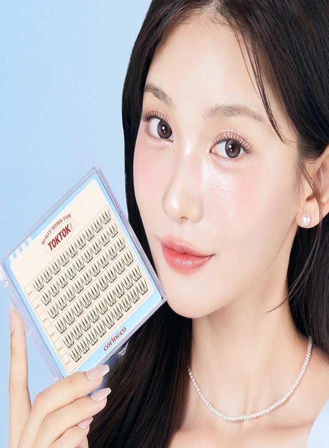 CORINGCO Toktok Hara Light Self Adhesive False Eyelashes, Natural Look, No Glue Needed, Assorted Set of 9/10/11mm, Reusable Lash Clusters Kbeauty (Pure light) - Image 1